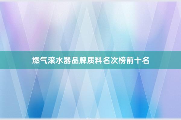 燃气滚水器品牌质料名次榜前十名